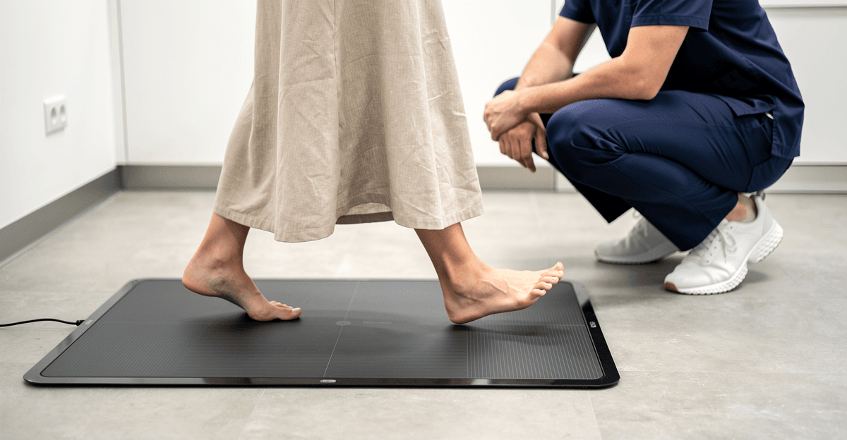 A Move Better expert assessing feet and movement during an at-home visit